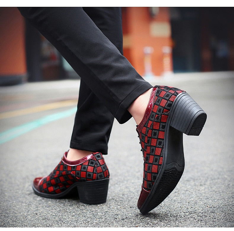 Mens Trendy Star Print Lace Up Smart Casual Shoes Outdoor Rubber Sole High  Heels Dress Shoes | Shop The Latest Trends | Temu