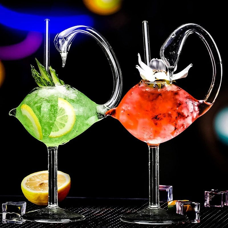 Swan Shaped Cocktail Glass With Straw